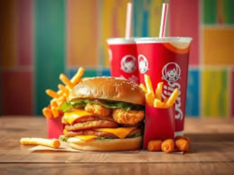 Wendy’s Biggie Bag Combo Deals featuring $5 and $6 value meals with burgers, chicken nuggets, fries, and a soft drink on a tray.