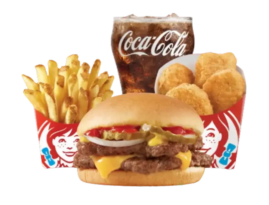 Close-up of Wendy’s Double Stack burger in Biggie Bag deal in Wendy's