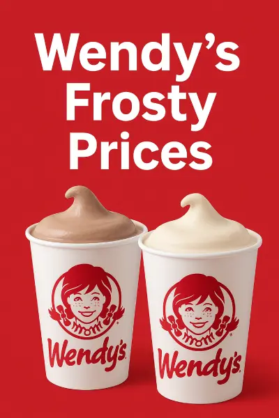 Two Wendy’s Frosty cups, one chocolate and one vanilla, placed side by side with the text