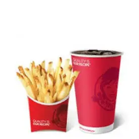 Wendy’s medium Chicken Nuggets combo featuring golden nuggets, crispy fries, and a cold drink.