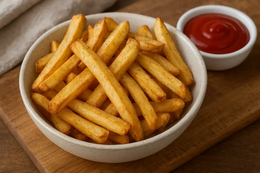 Crispy natural-cut French fries served in a bowl